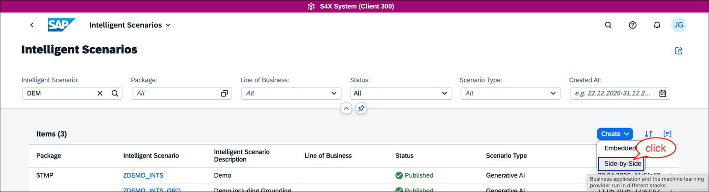 Create side-by-side Intelligent Scenario