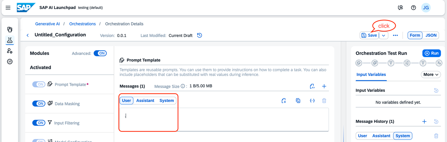 Configure Prompt Template