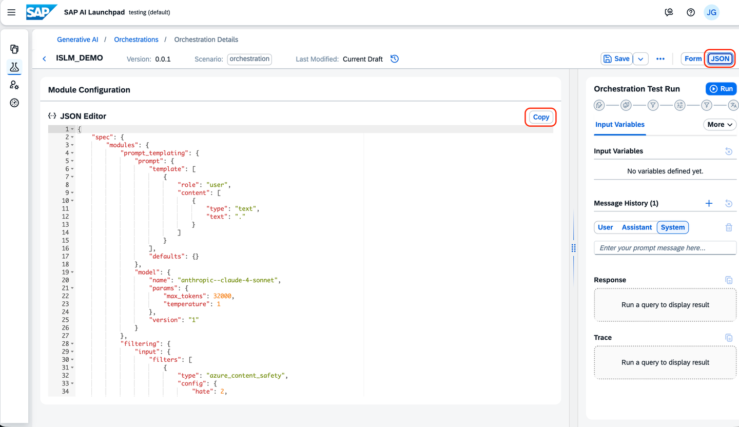 Switch to JSON view
