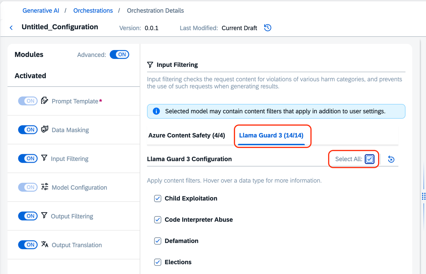 Input filtering module configuration (part 2)