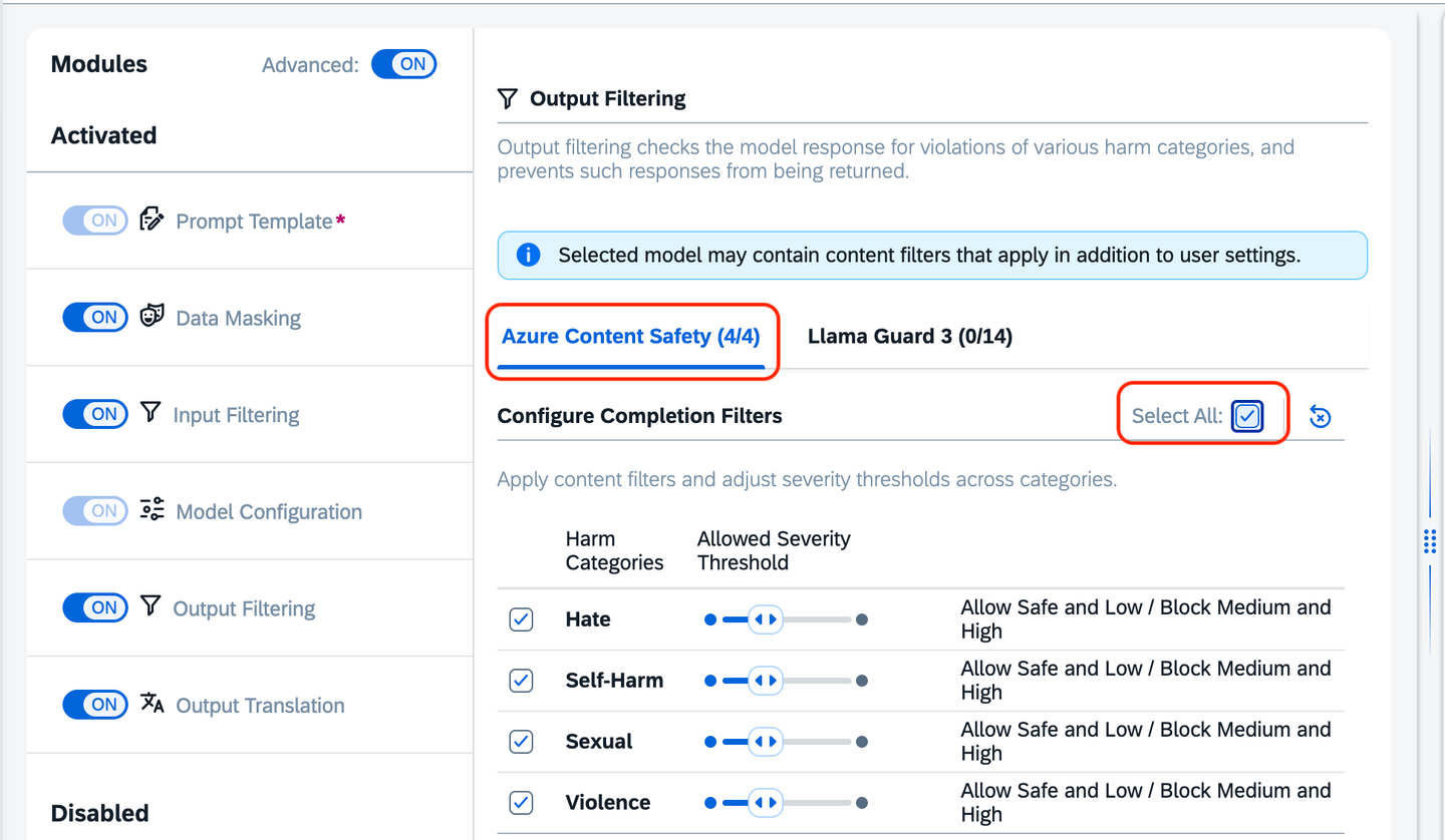 Output filtering module configuration (part 1)