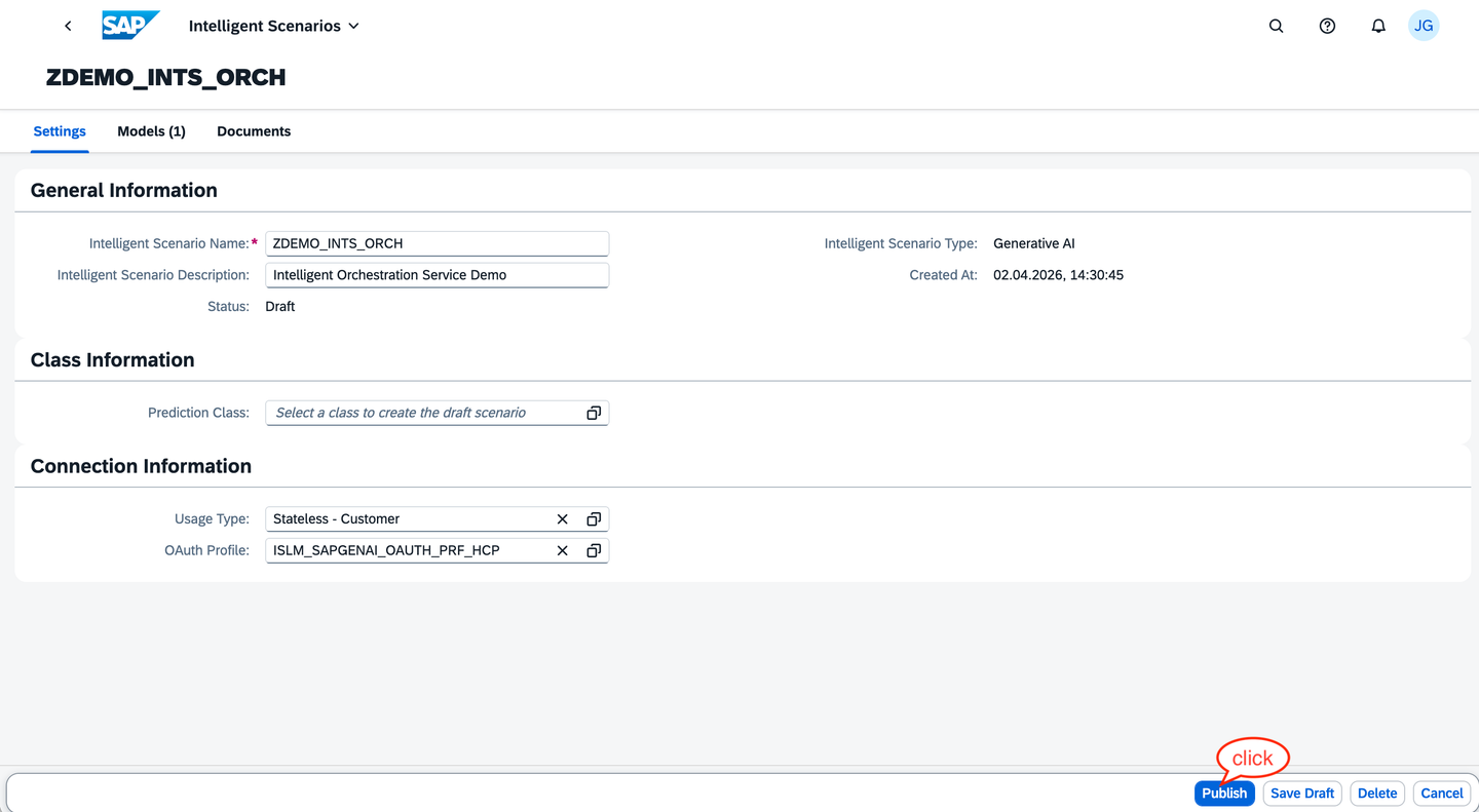 Publish the intelligent scenario