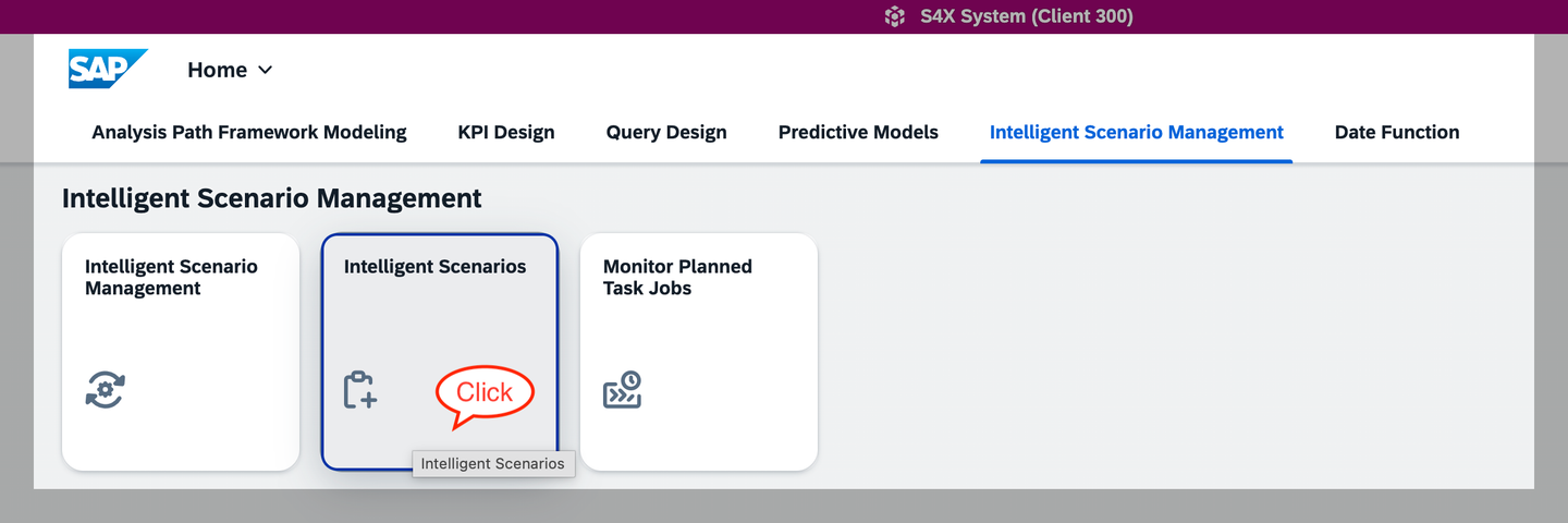 Open the Intelligent Scenarios Fiori App