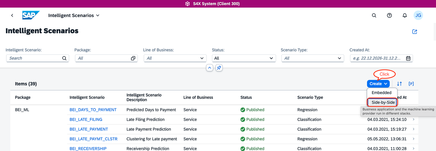 Create side-by-side Intelligent Scenario
