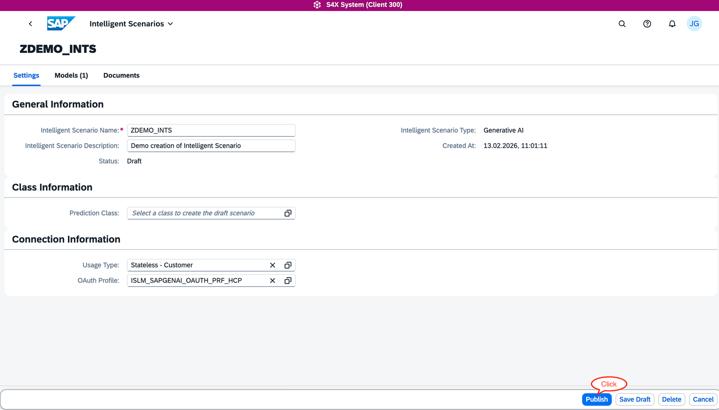 Publish the Intelligent Scenario