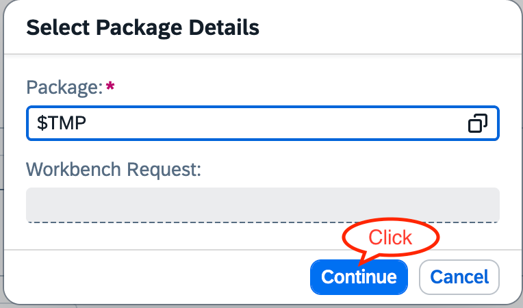 Choose the ABAP package for the Intelligent Scenario