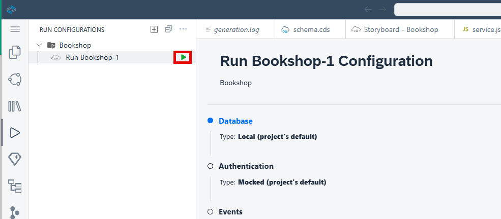 Open Run Configurations view