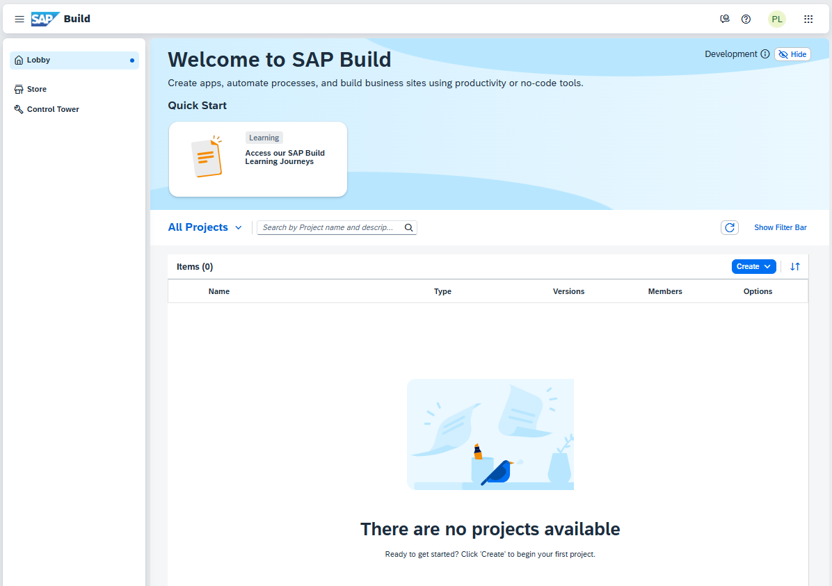 SAP Build Lobby