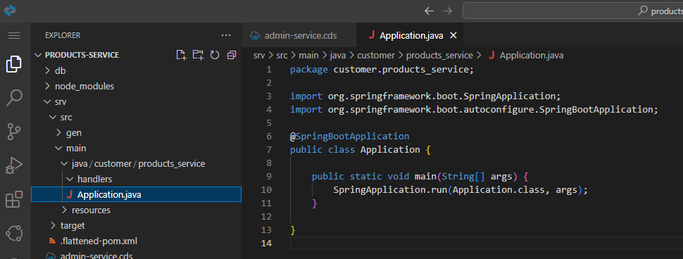 open Application.java class