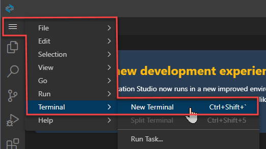 open new terminal