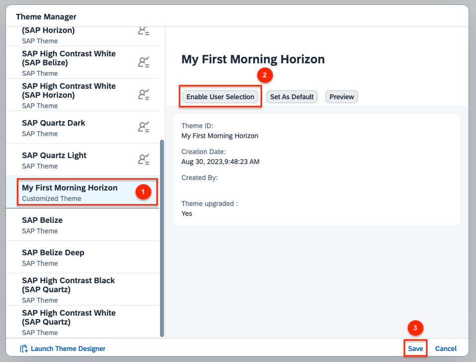 Enable theme in Theme Manager
