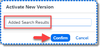 Enter Version Name