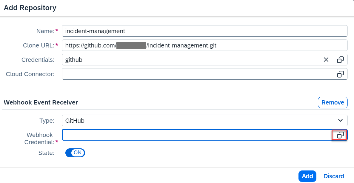 Create Webhook value help