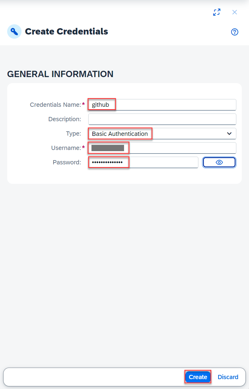 Create GitHub credential