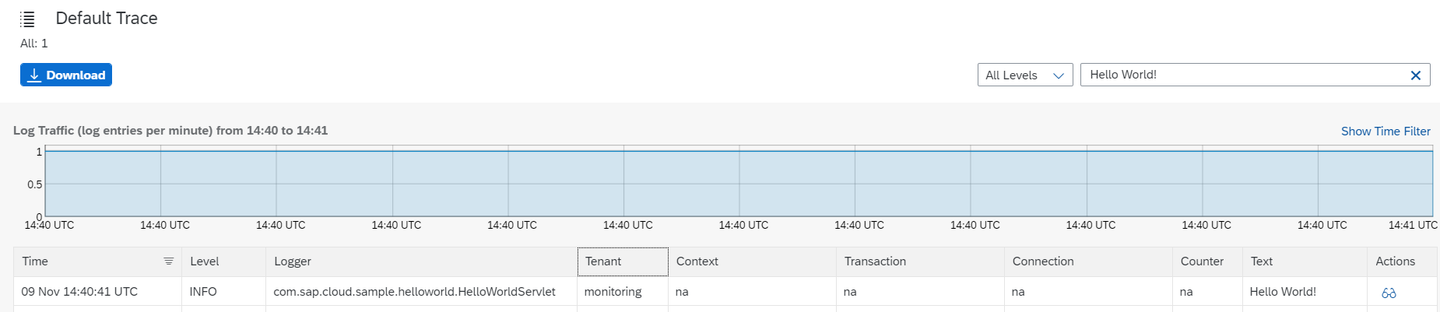 Default trace logs
