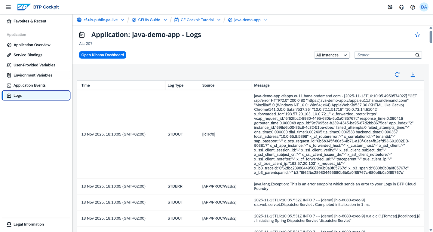 Check the Application Logs