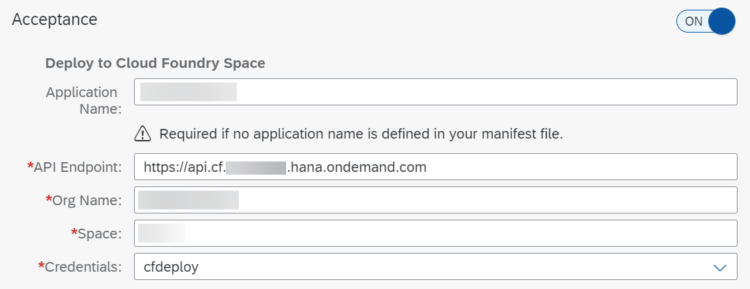 Deploy to CF Space in the UI