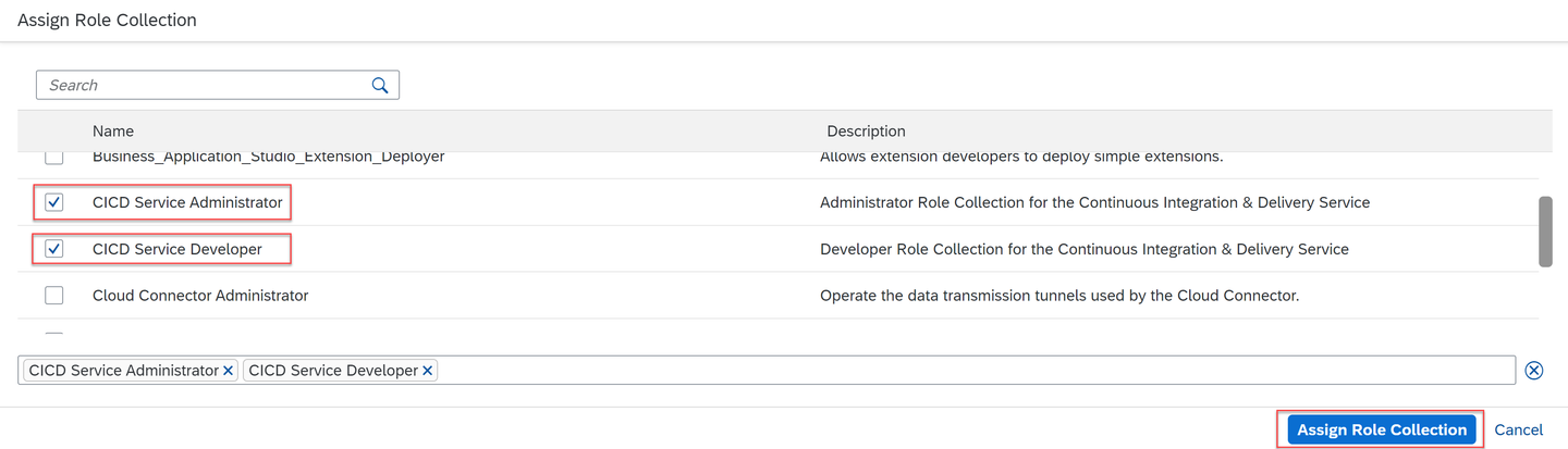 Assigning the CI/CD Roles