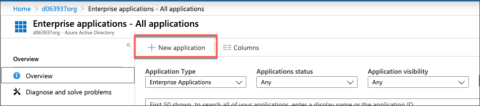 click new applicaction