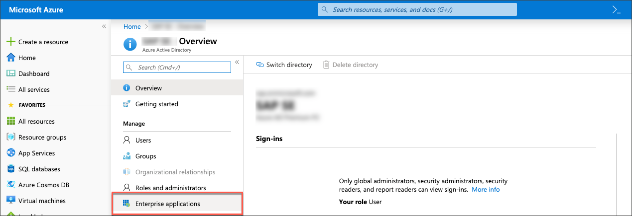 enterprise applications menu item
