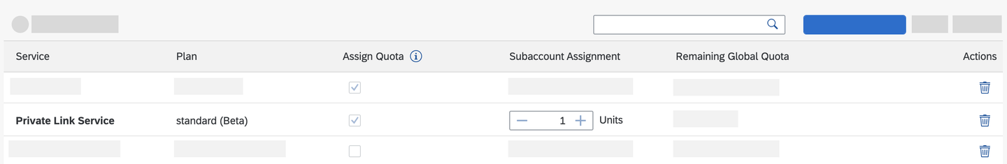 SAP Private Link service quota overview