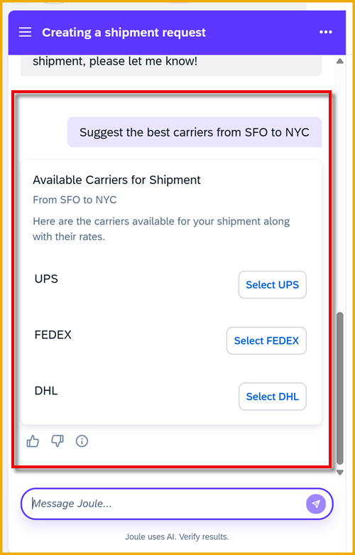 Suggested carriers