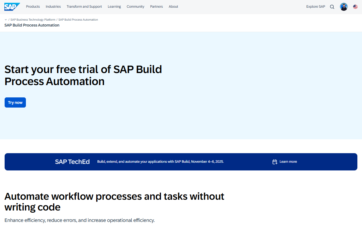 Trial landing page