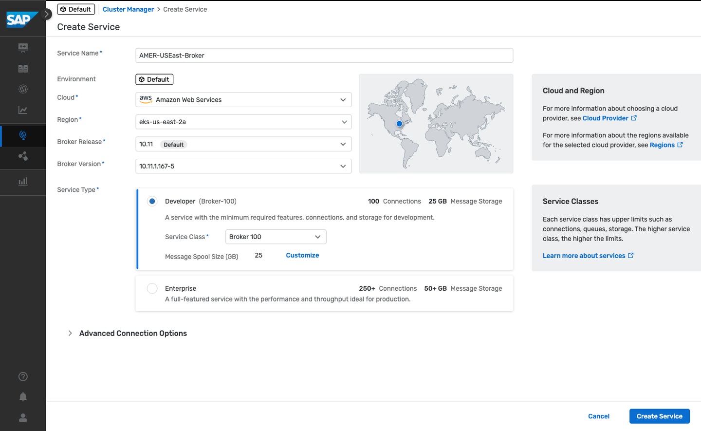 Create event service broker details