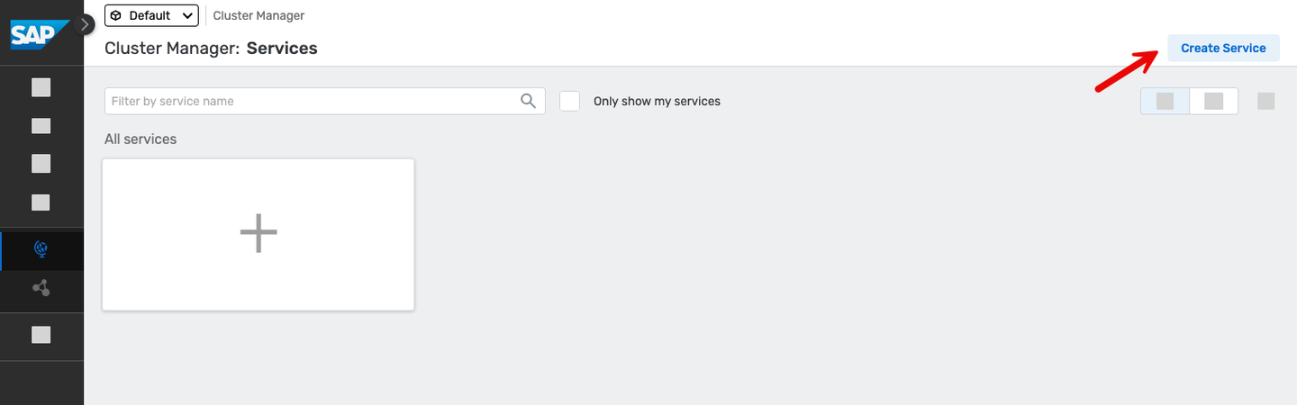 Create service button