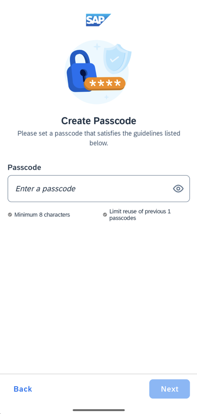 Passcode screen