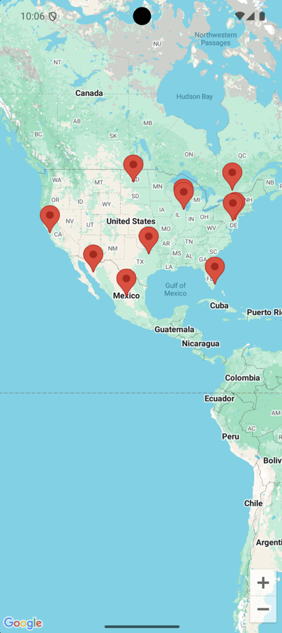 Map screen with markers