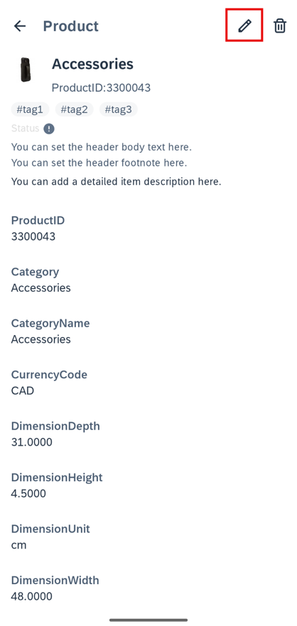 Select product edit button