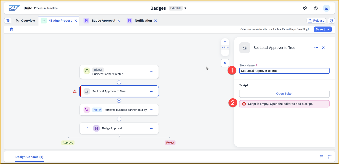 Open editor