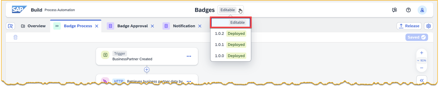 Open editable process