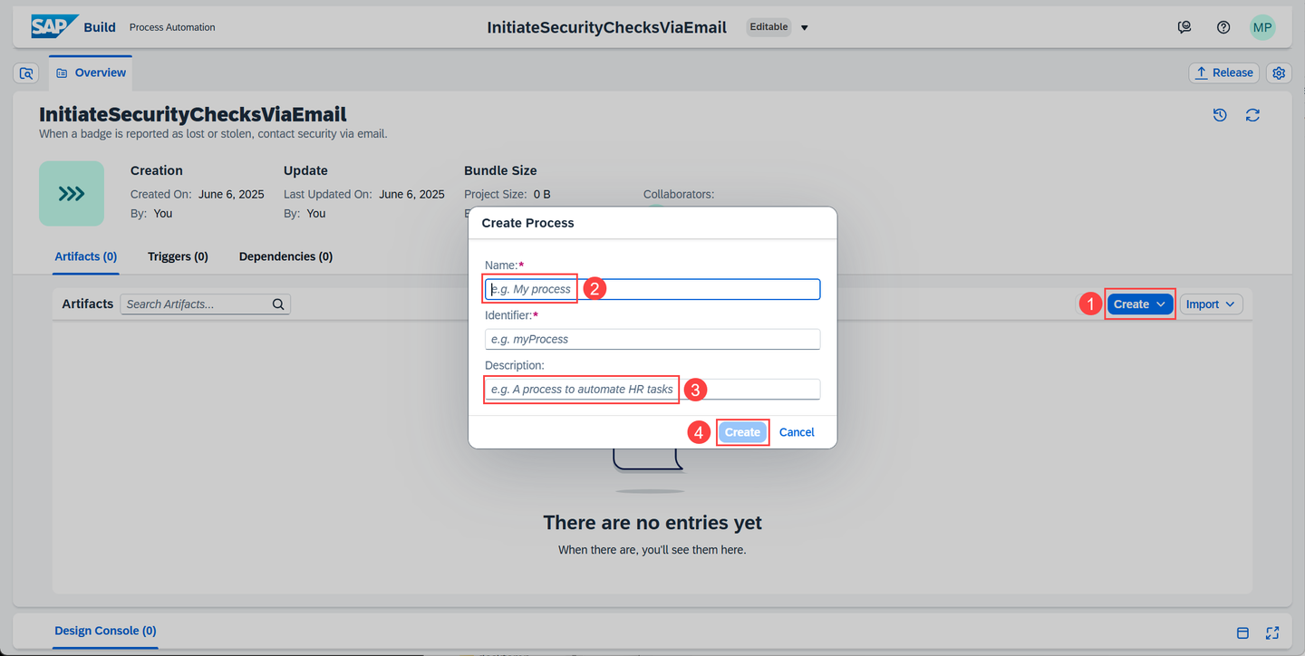 Process Automation create process