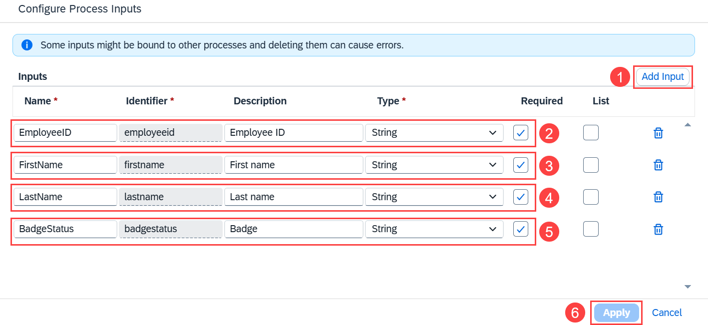 Configure Process Inputs