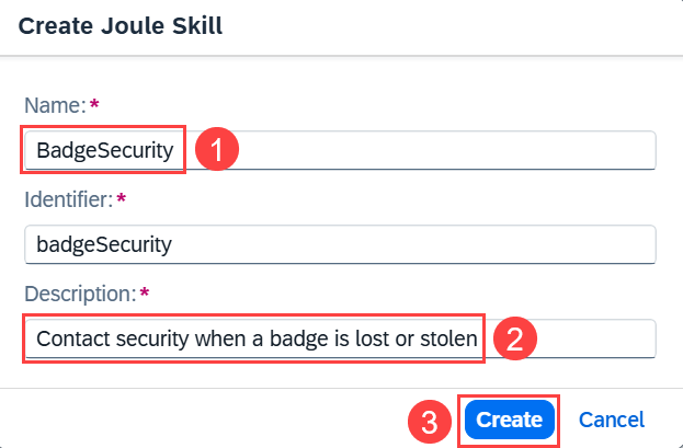 Joule Studio create joule skill popup