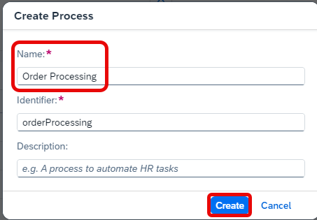 Create Process Window
