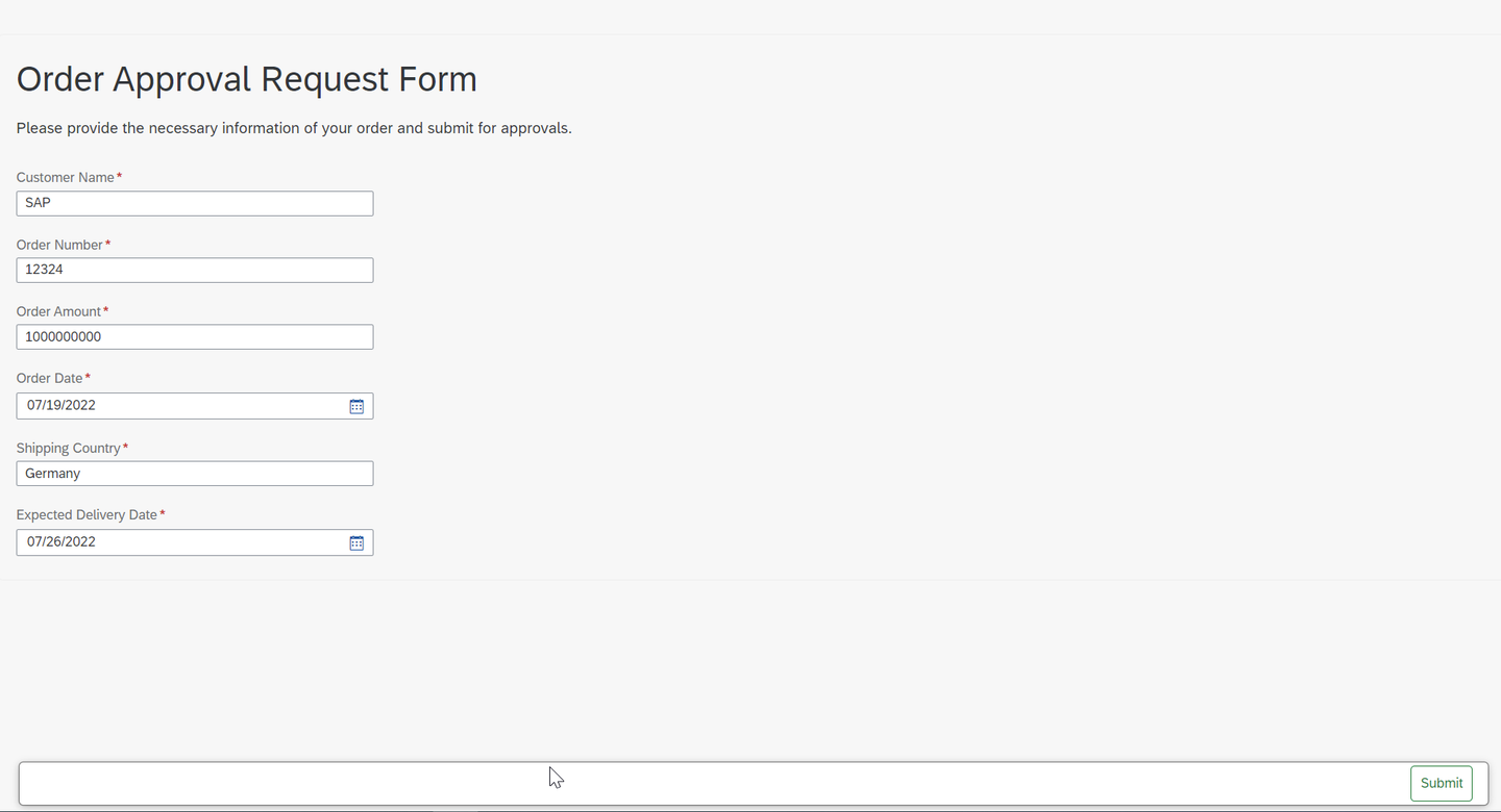 Add inputs to Approval Form