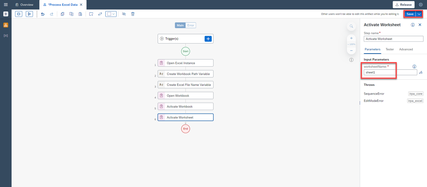 Activate Worksheet