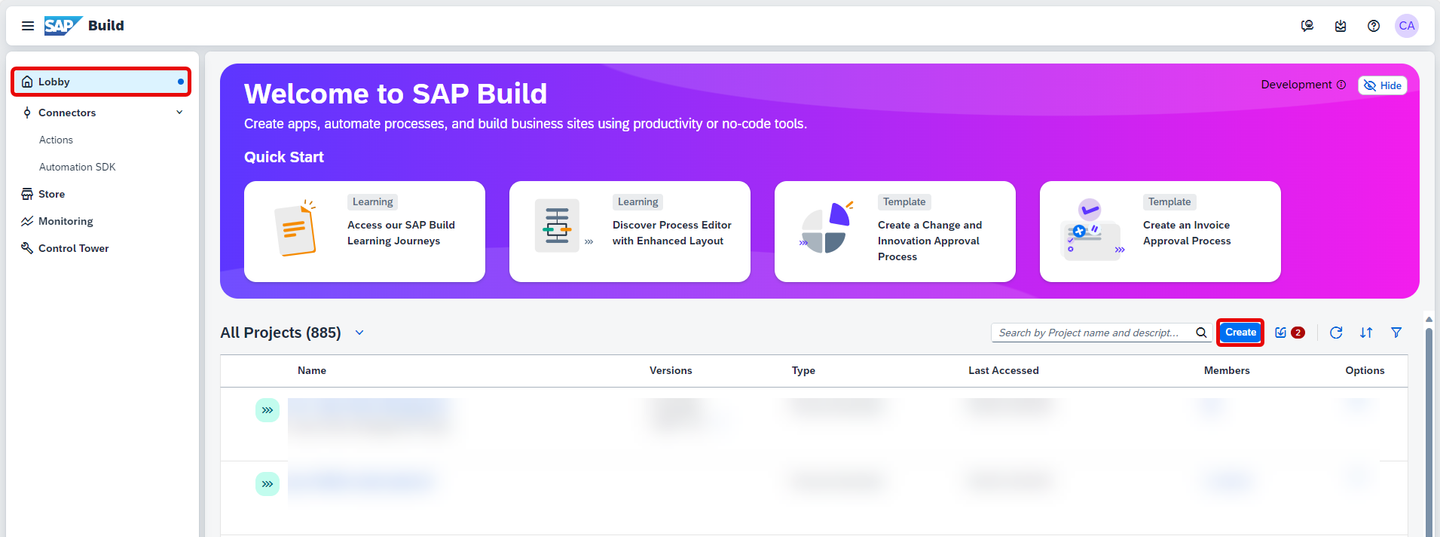 Create an automation Project