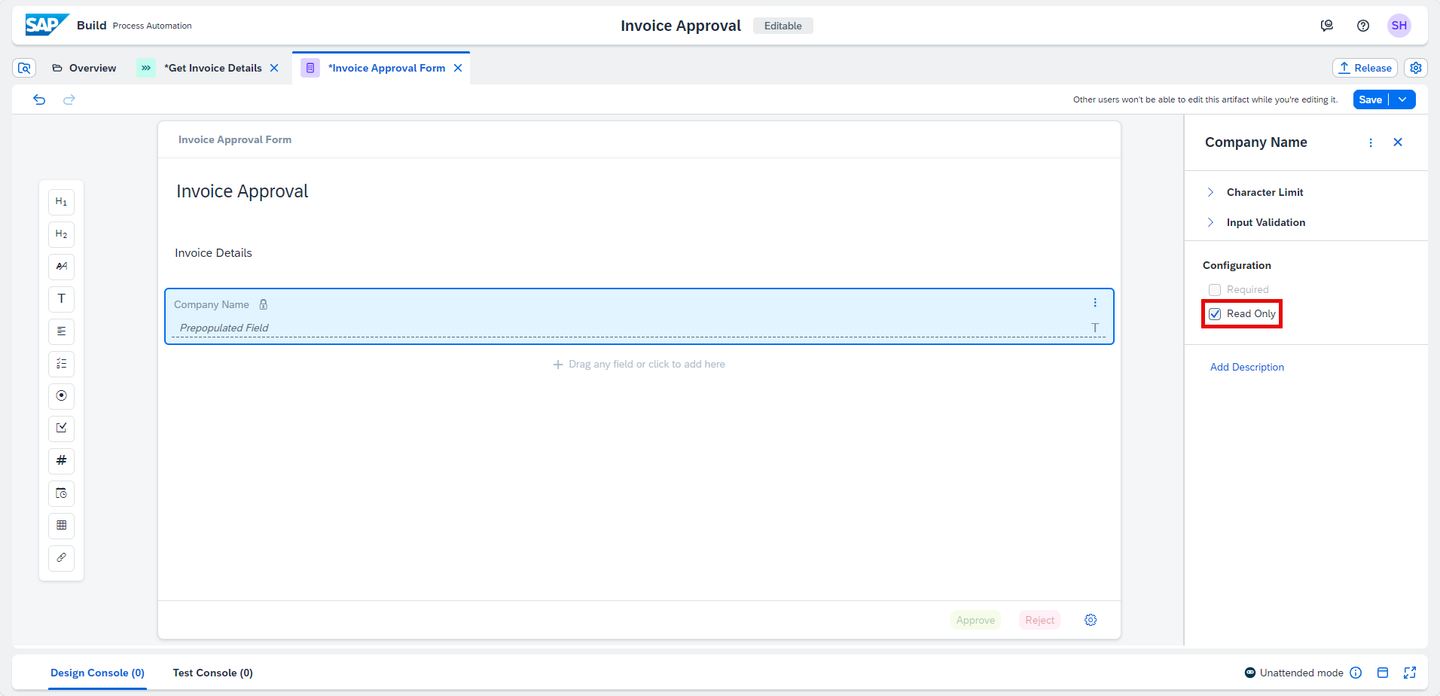 Maintain text field