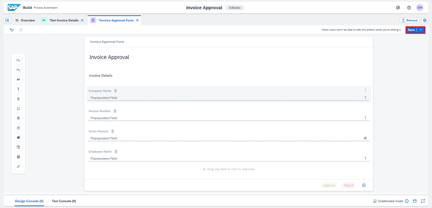 Further input fields