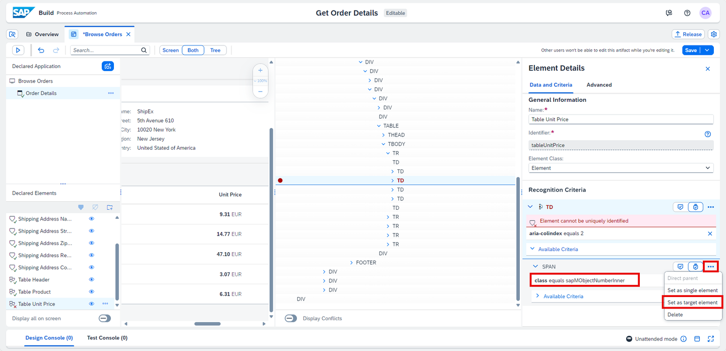 Declare Line Items Product
