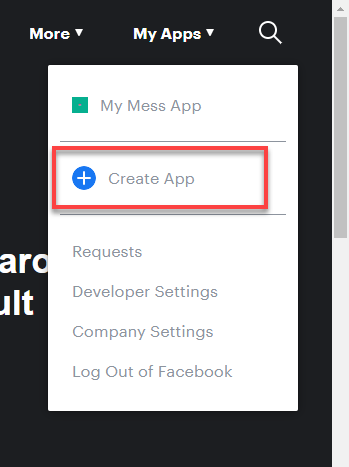 Facebook create app
