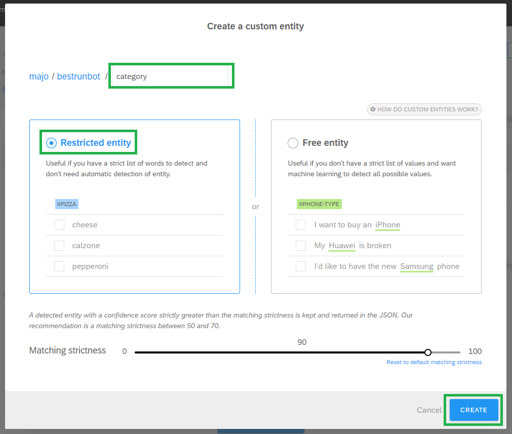 Create an category entity