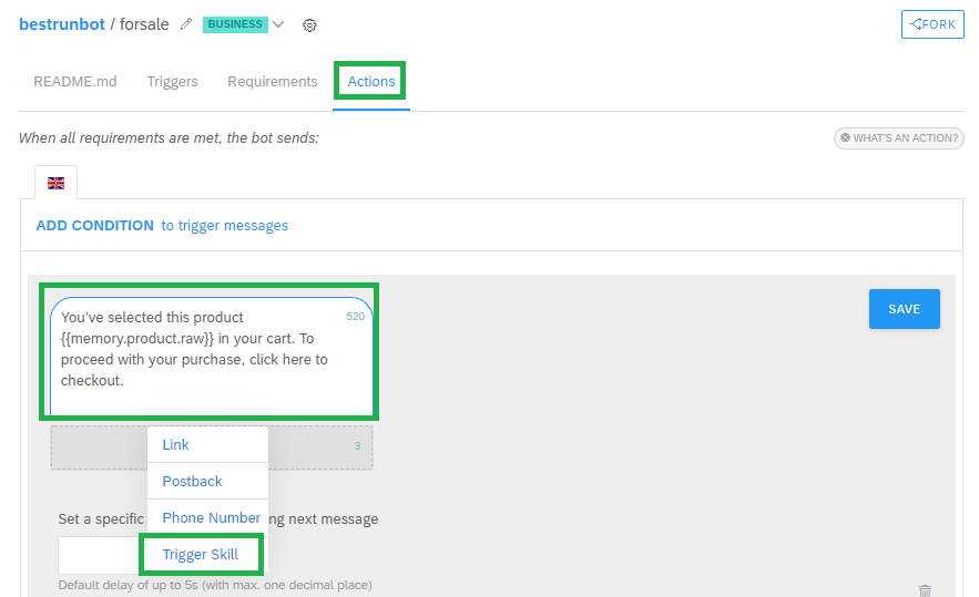 Add an end-user skill trigger