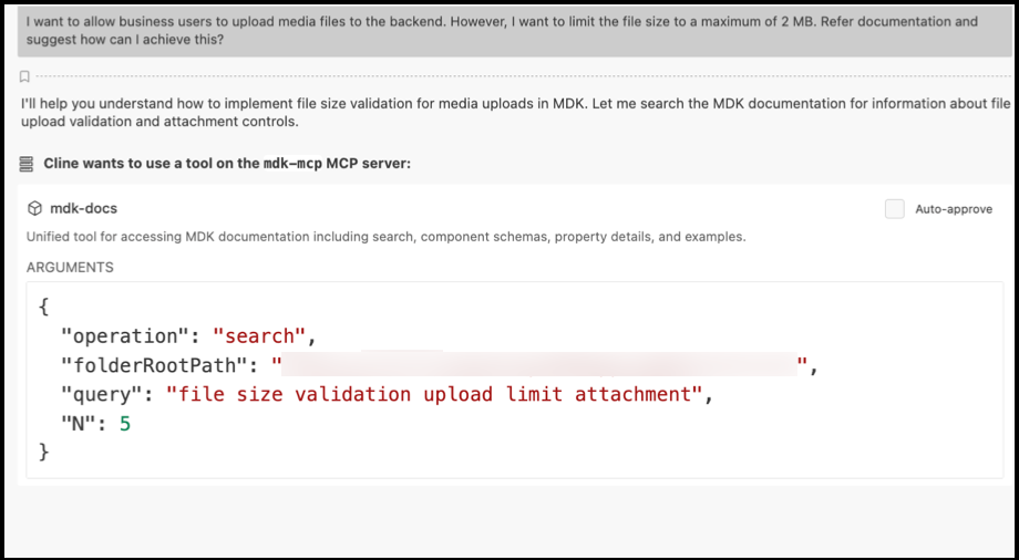 Cline Executing mdk-docs Tool Request