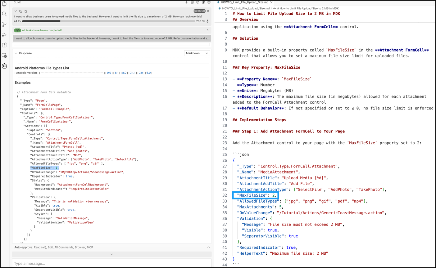 Generated Response With File Size Examples