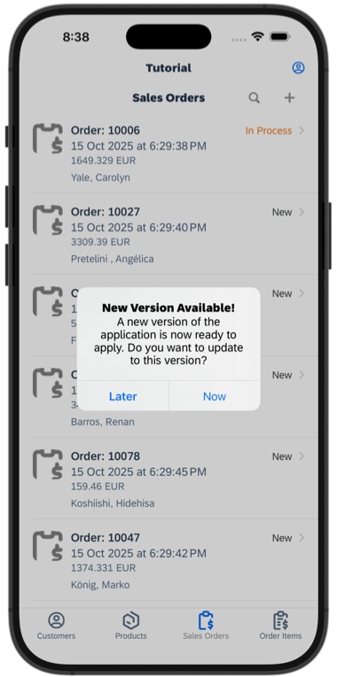 iOS Check For Updates Bottom Navigation